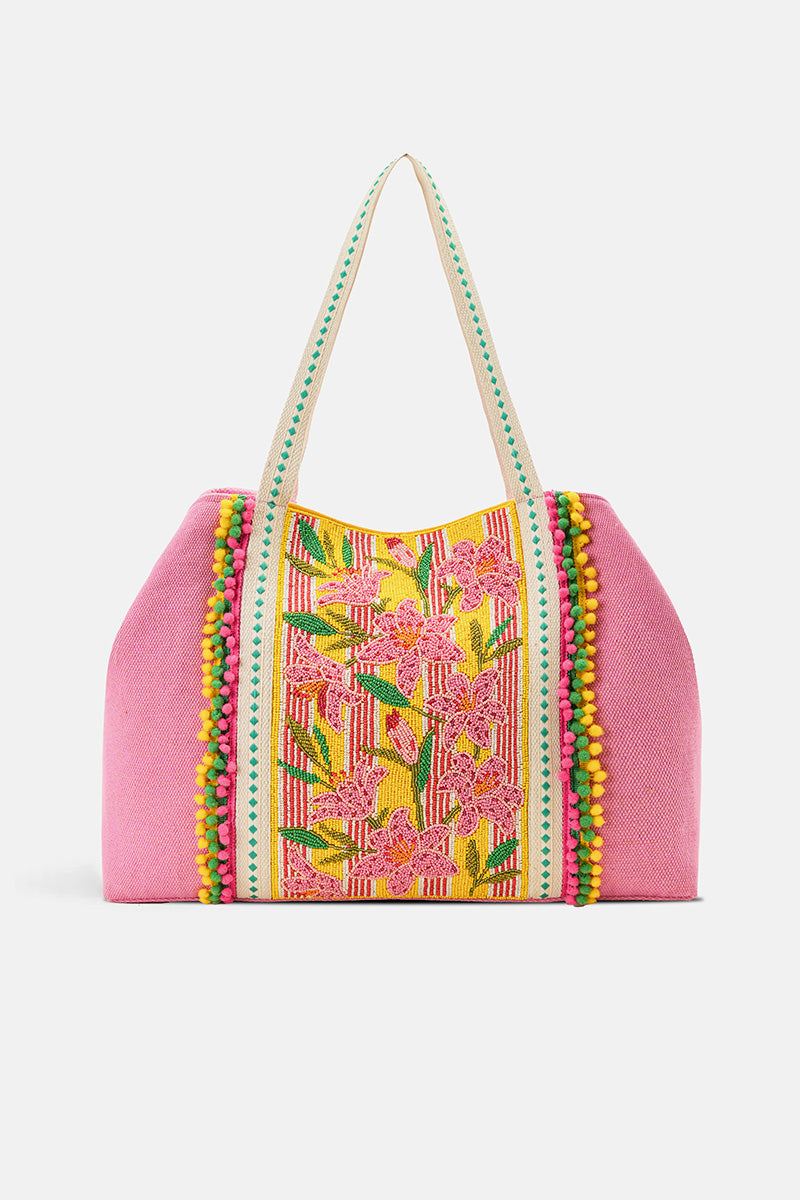 Lily Pond Artisan Beaded Feminine Oversized Tote | view 1