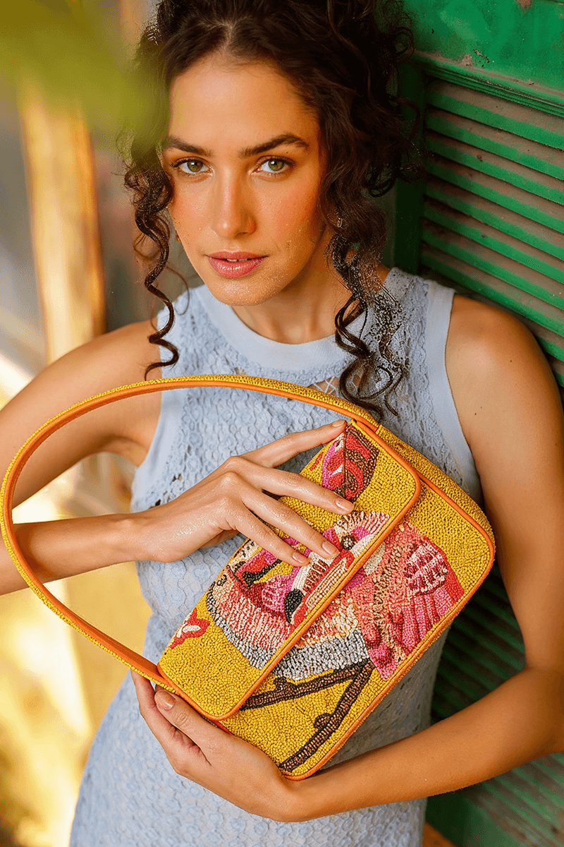 Tropical Toucan Handcrafted Beaded Shoulder Bag