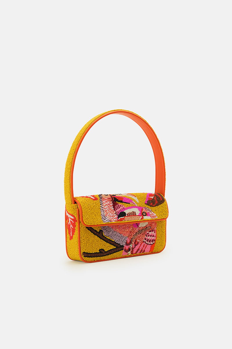 Tropical Toucan Handcrafted Beaded Shoulder Bag
