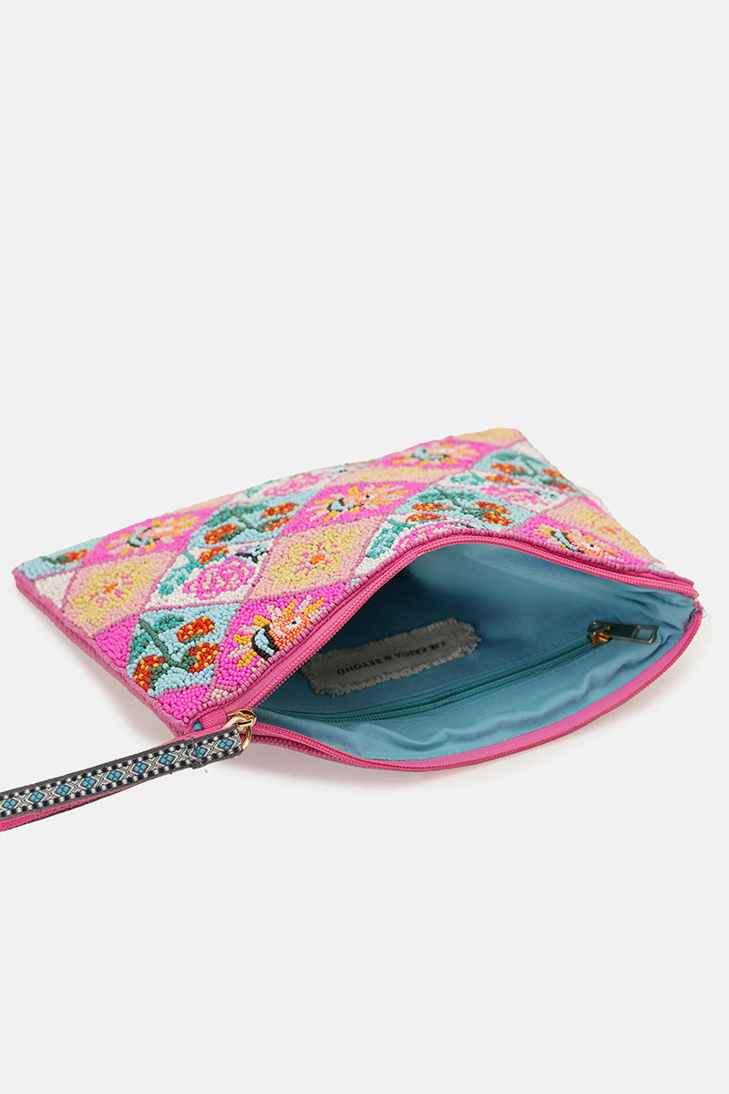 Midnight Galaxy Celestial Beaded Wristlet Clutch