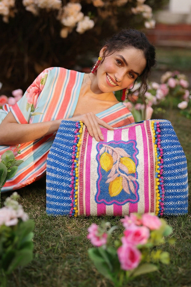 Limoncello Dream Hand-Beaded Oversized Tote | view 1