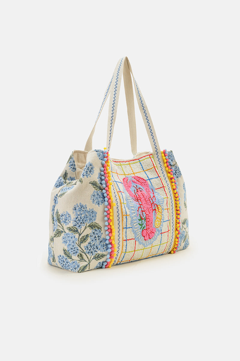 New England Lobster Beaded Oversized Tote