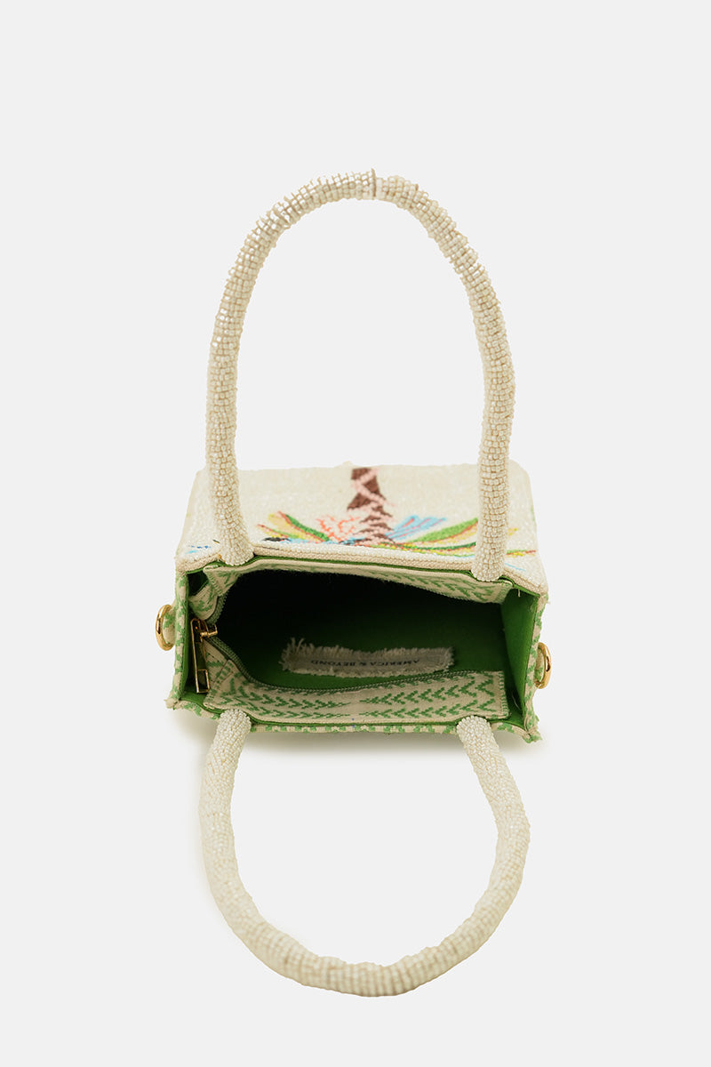 Paradise Palm Bird Handcrafted North South Crossbody Bag