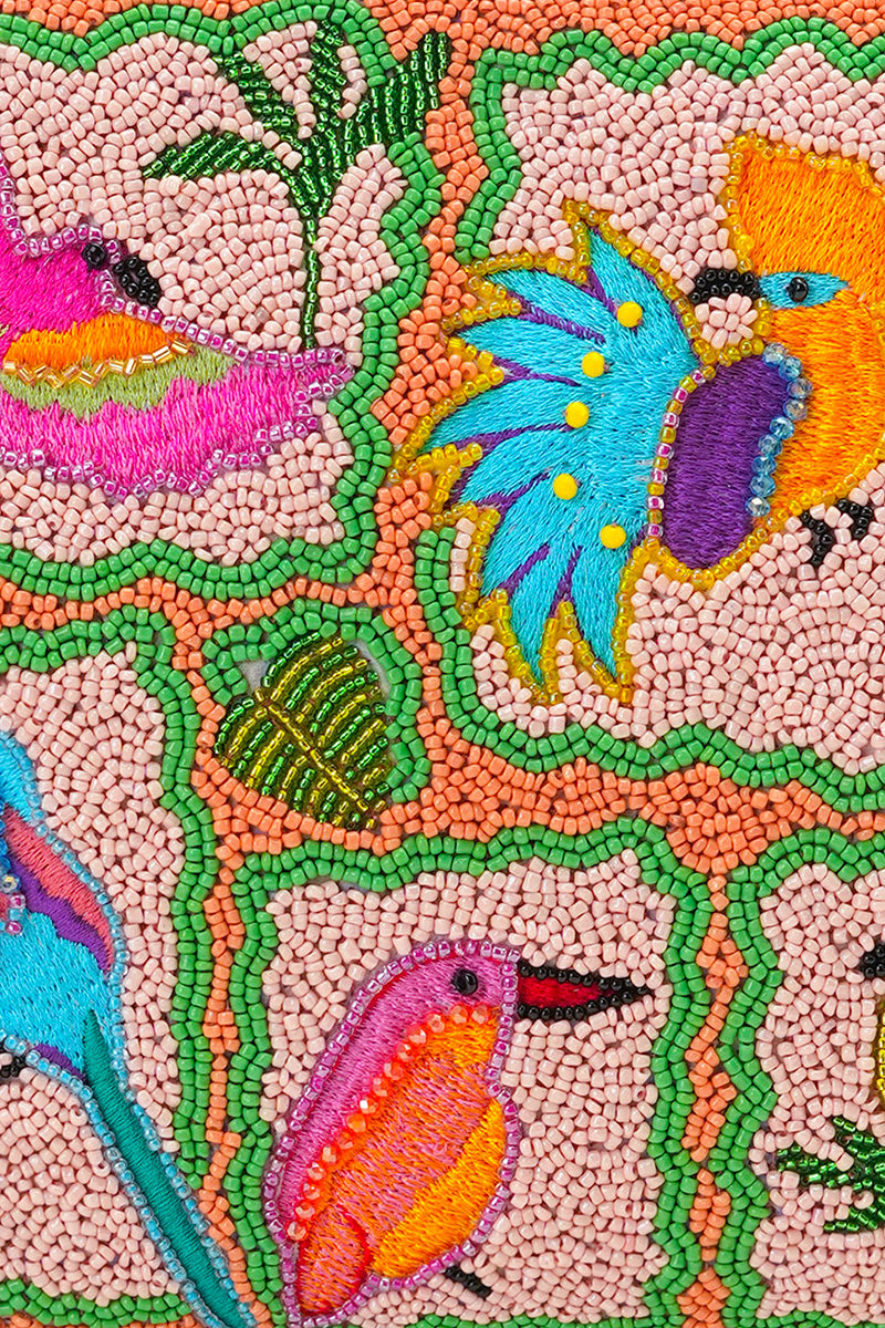 Paradise Found Birds Beaded Wristlet Clutch