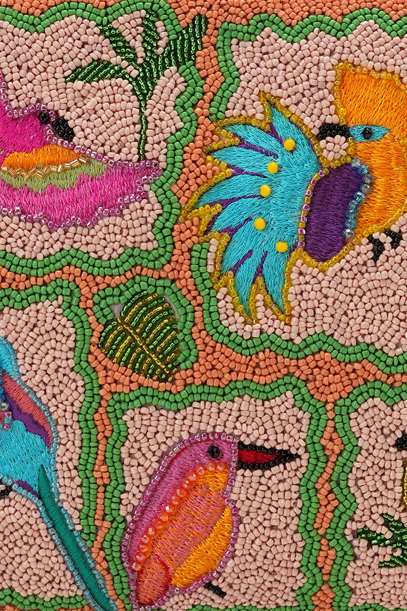 Paradise Found Birds Beaded Wristlet Clutch