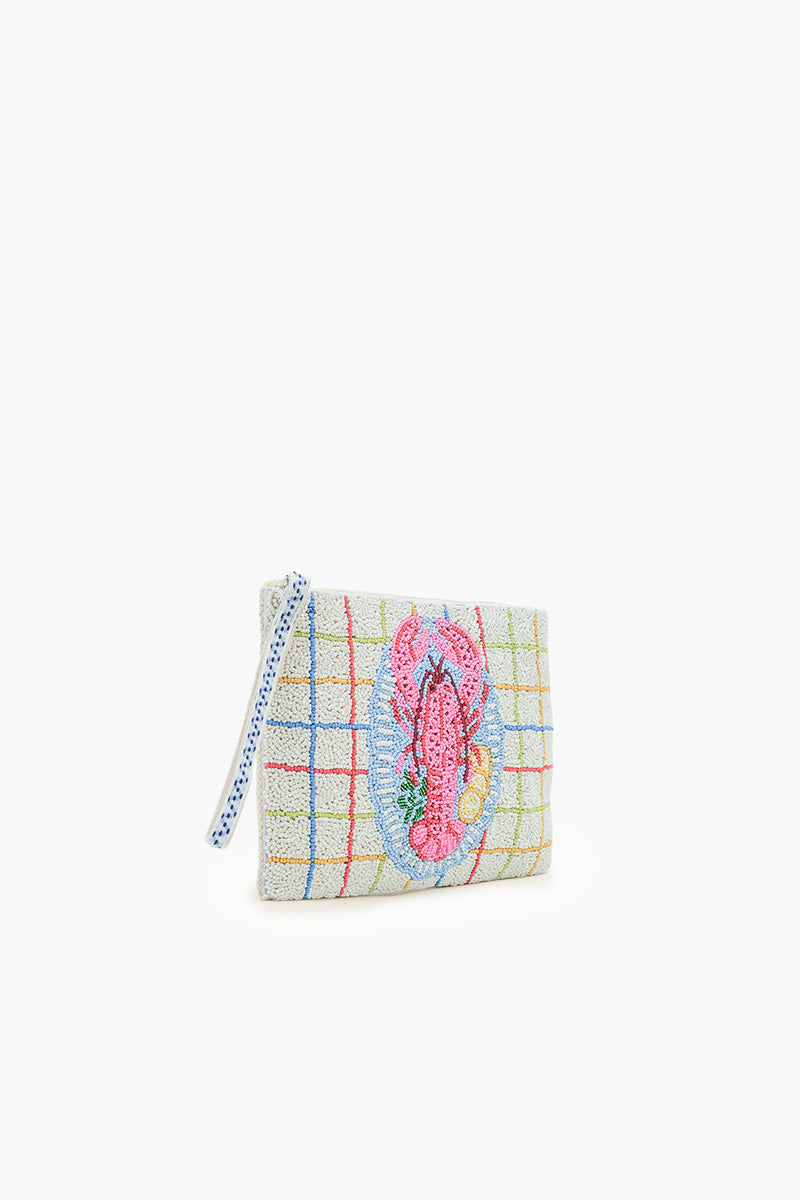 New England Lobster Beaded Wristlet Clutch