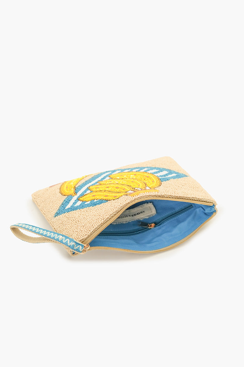 Tropical Harvest Banana Beaded Wristlet Clutch