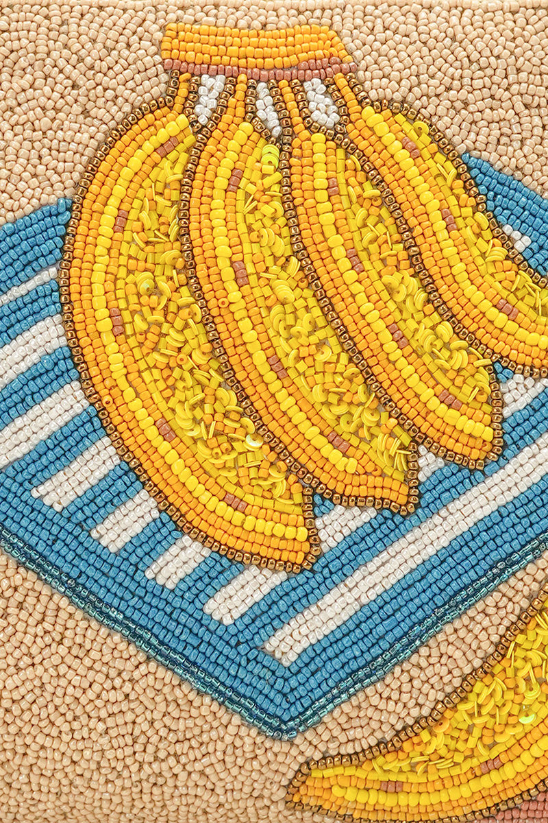 Tropical Harvest Banana Beaded Wristlet Clutch