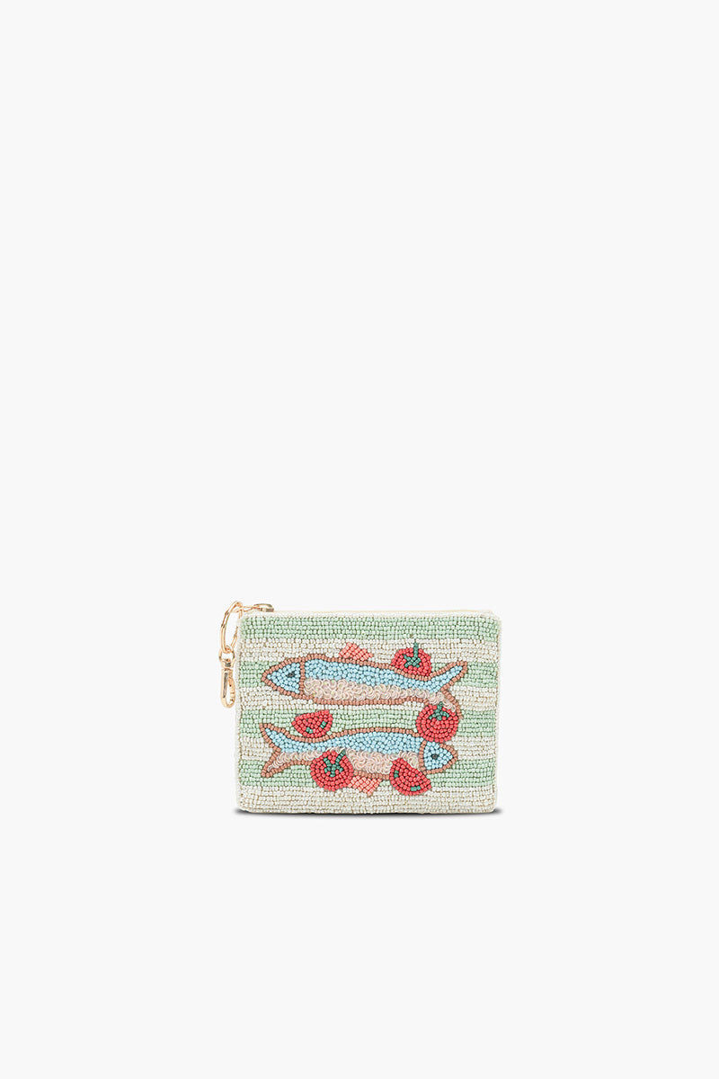 Seaside Stripes Sardine Beaded Coin Pouch | view 1
