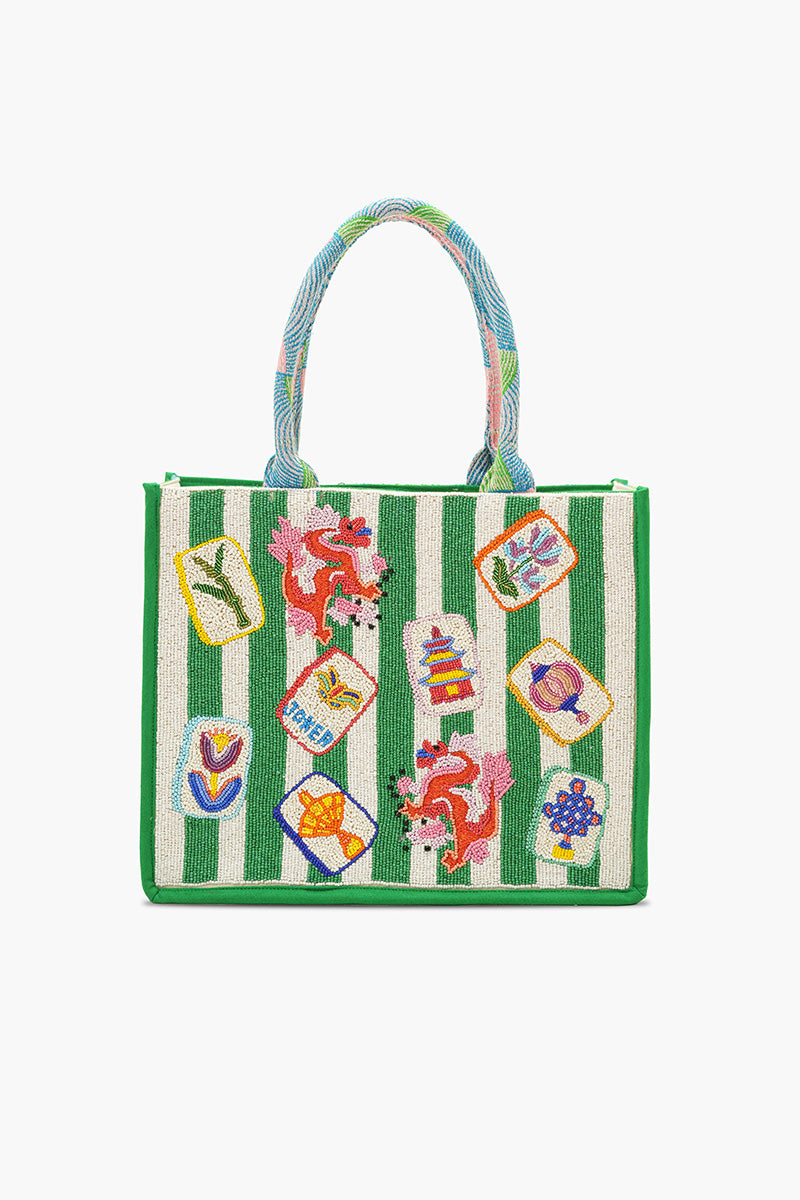 Mahjong Muse Hand-Beaded Large Book Tote | view 1