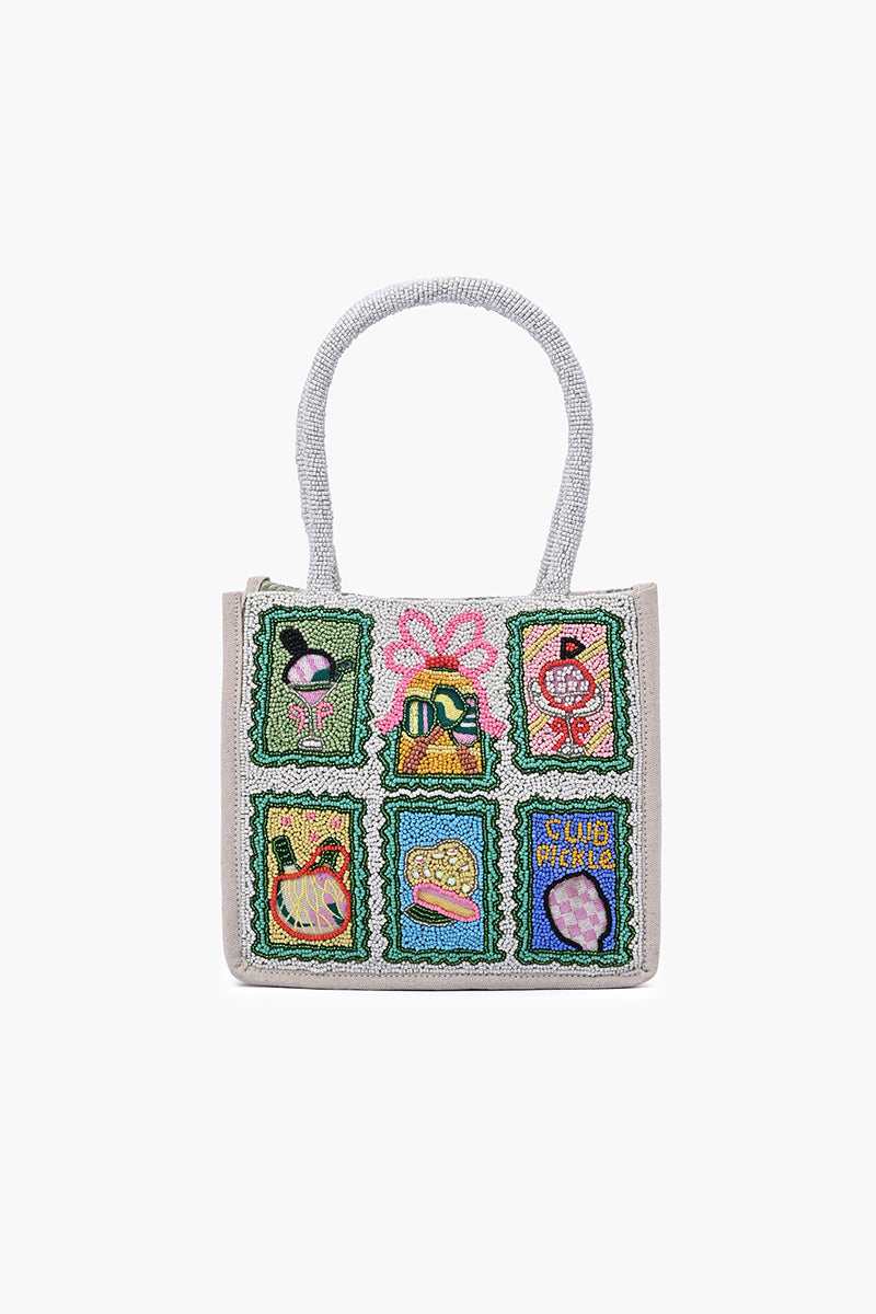 Pickleball Petite Hand-Beaded Small Tote | view 1