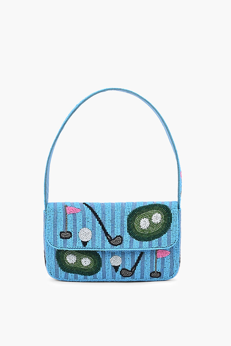 Golf Greens Fully Hand-Beaded Statement Shoulder Bag | view 1