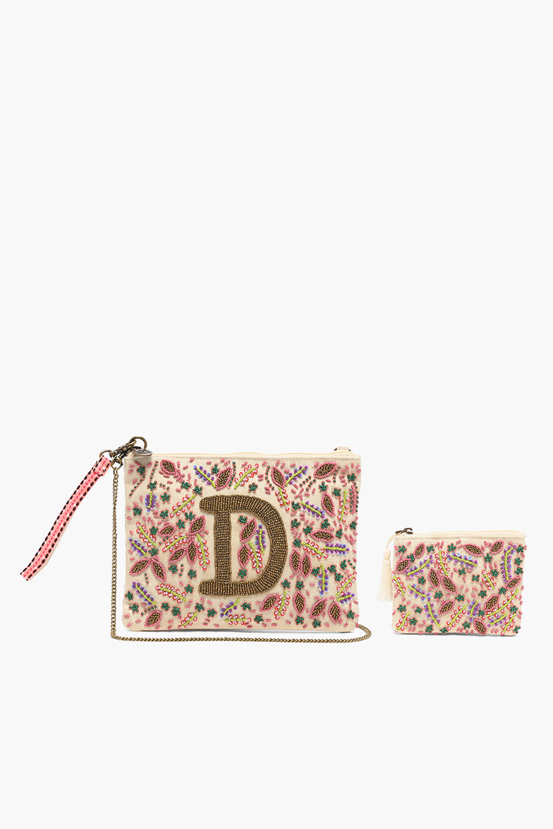 Personalized Initial Embellished Pouch with Coin Bag
