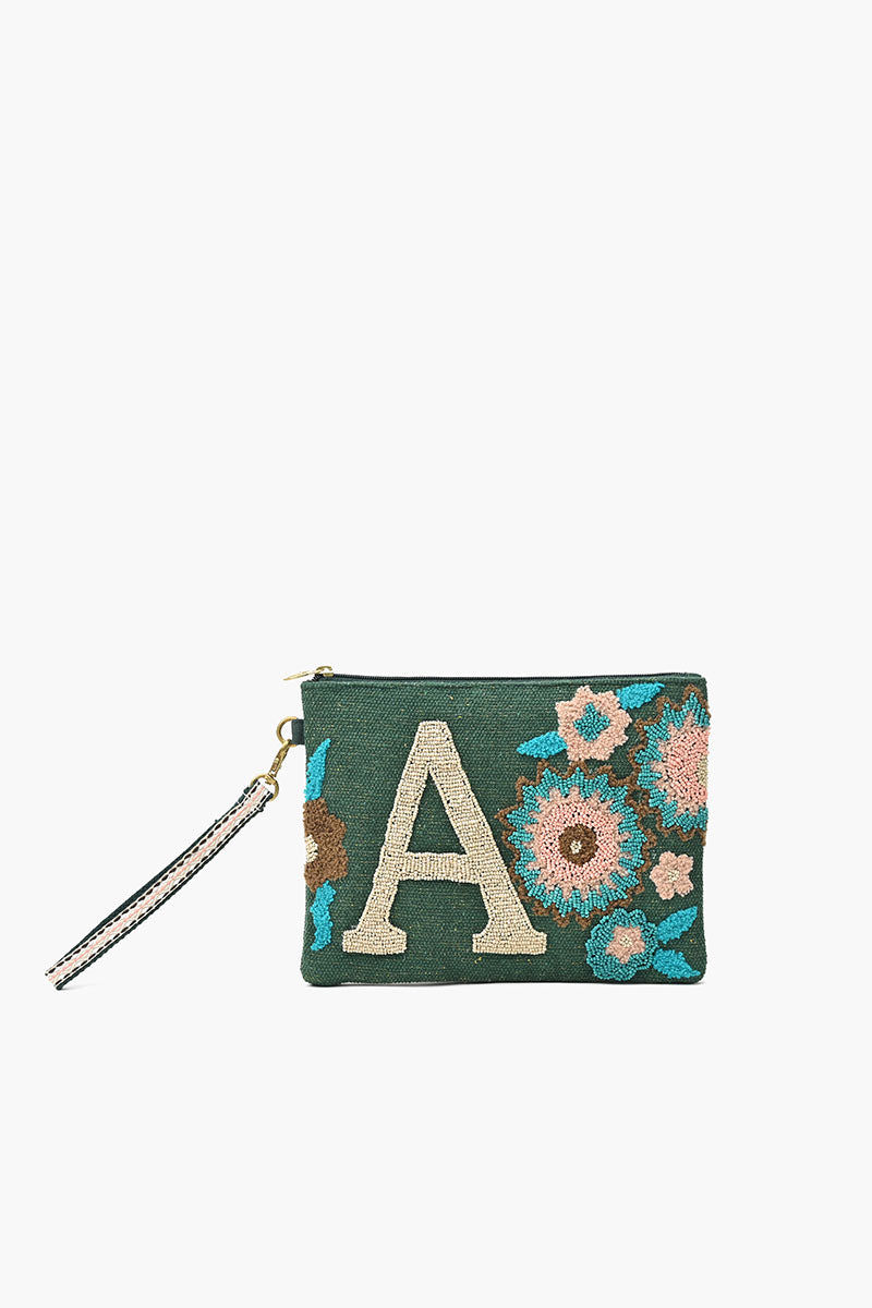 Personalized Initial Embellished Wristlet Pouch