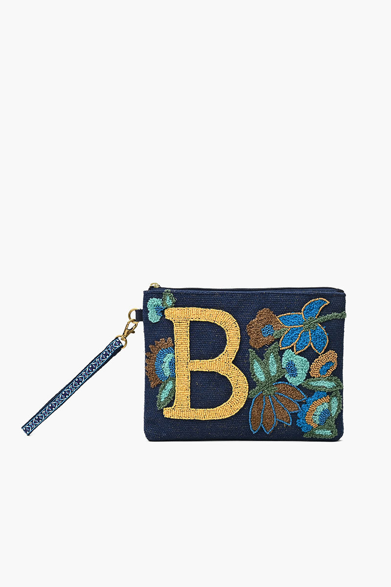 Personalized Initial Embellished Wristlet Pouch