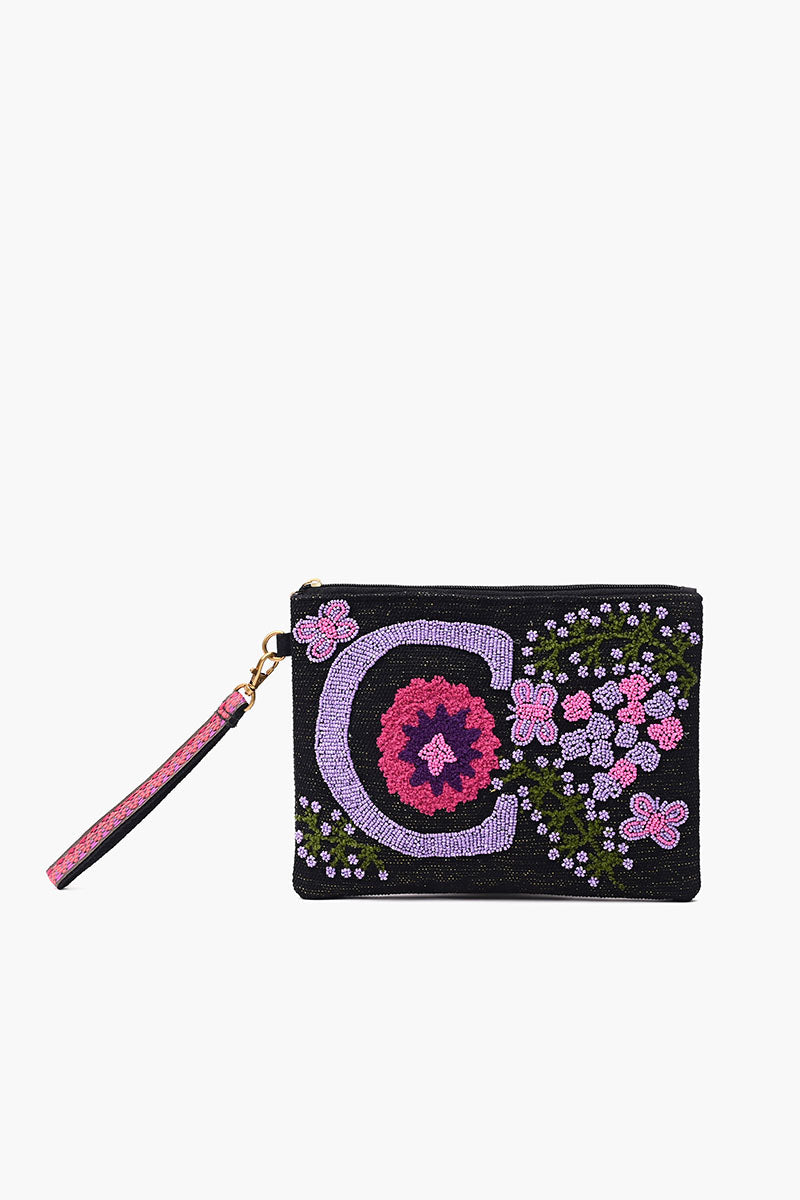 Personalized Initial Embellished Wristlet Pouch