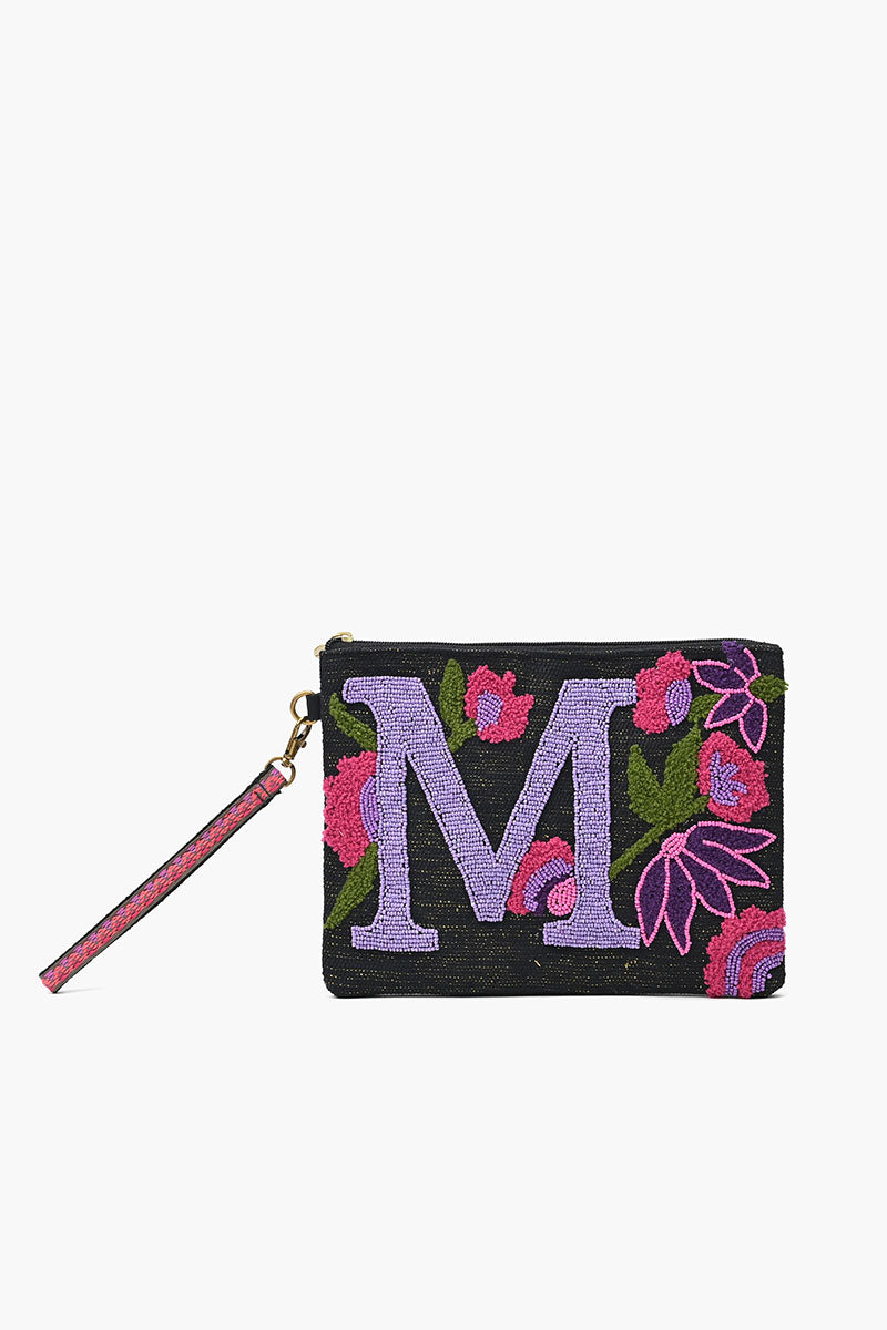 Personalized Initial Embellished Wristlet Pouch