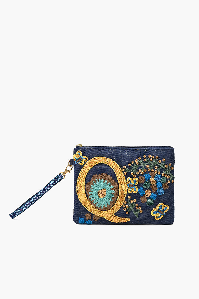 Personalized Initial Embellished Wristlet Pouch