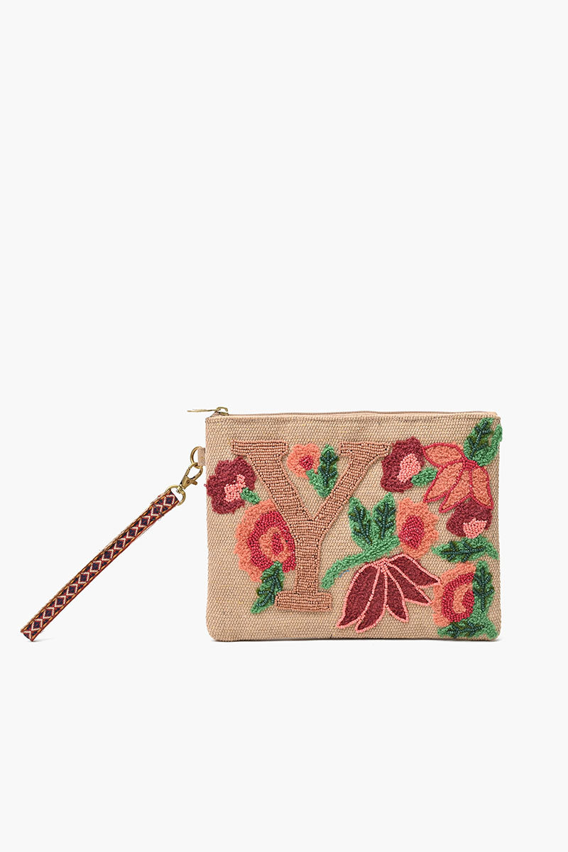 Personalized Initial Embellished Wristlet Pouch
