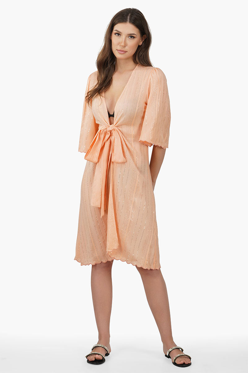 Sandy Viscose Lurex Striped Cover Up