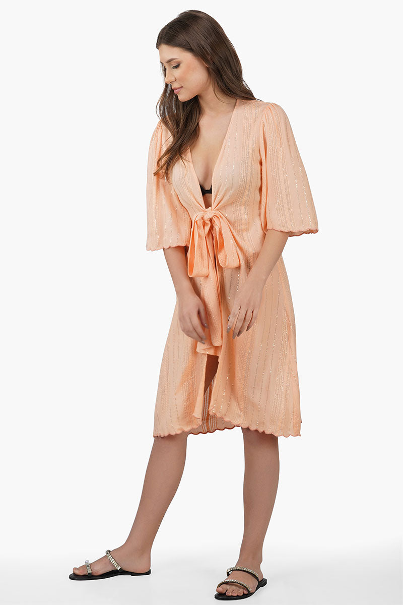 Sandy Viscose Lurex Striped Cover Up