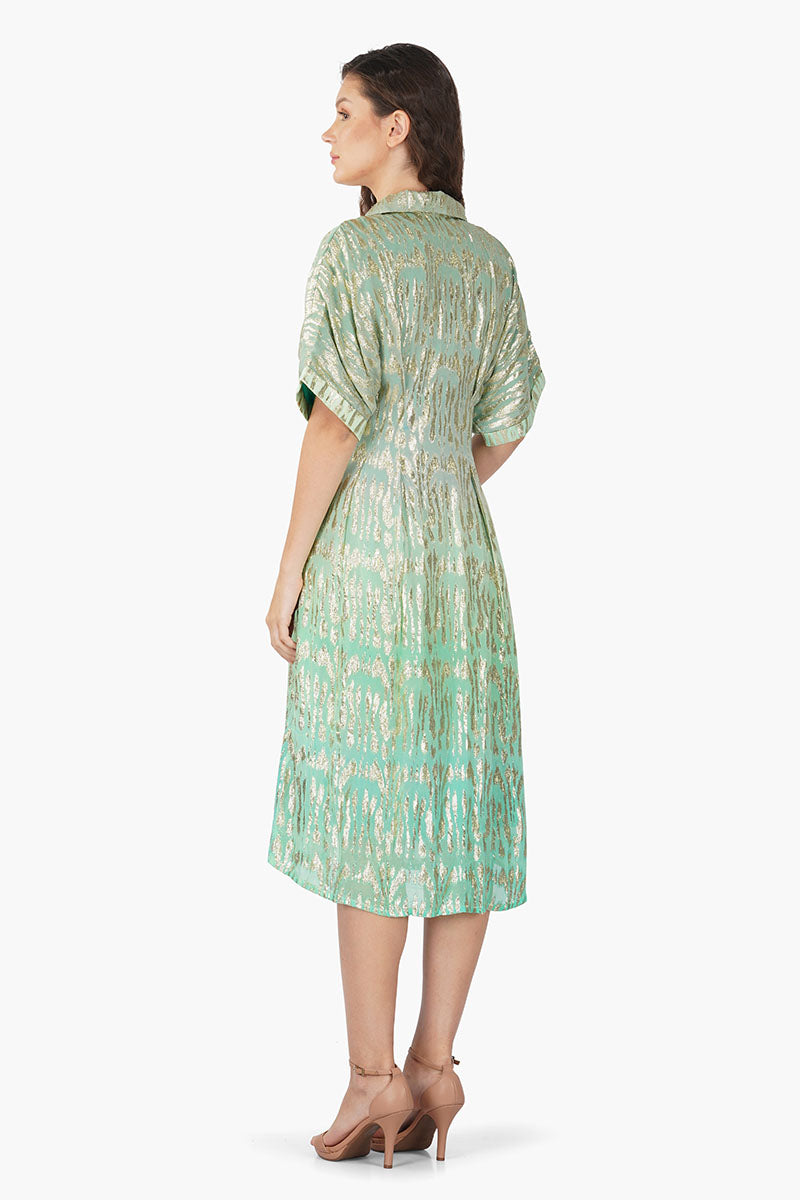 Cora Green Ombray Shirt Dress