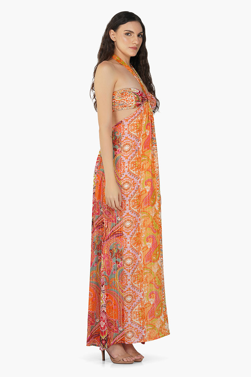 Multi Palm Paisley Maxi Dress