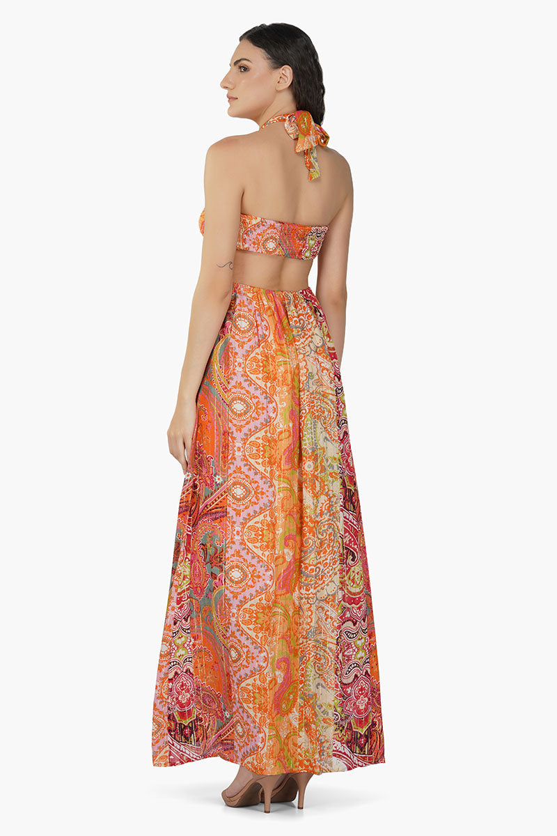 Multi Palm Paisley Maxi Dress