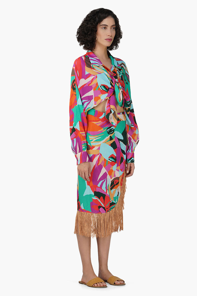 Candy Rose Printed Fringes Skirt