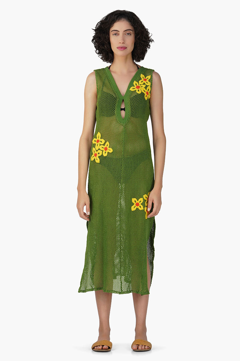 Martha Floral Patch Crochet Bodycon Dress L Martha Floral Patch Crochet Bodycon Dress L