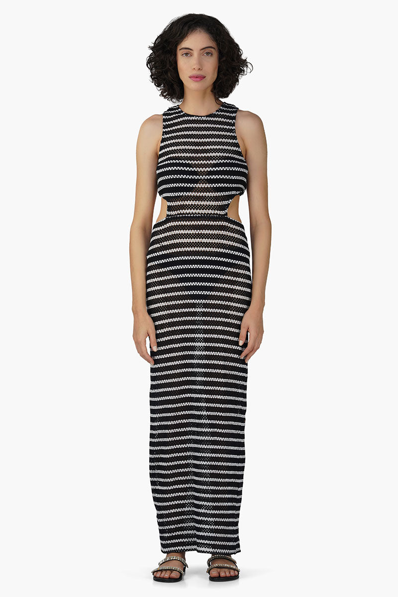 striped bodycon maxi dress The Camden Textured Stripe Bodycon Maxi Dress small / Ivory
