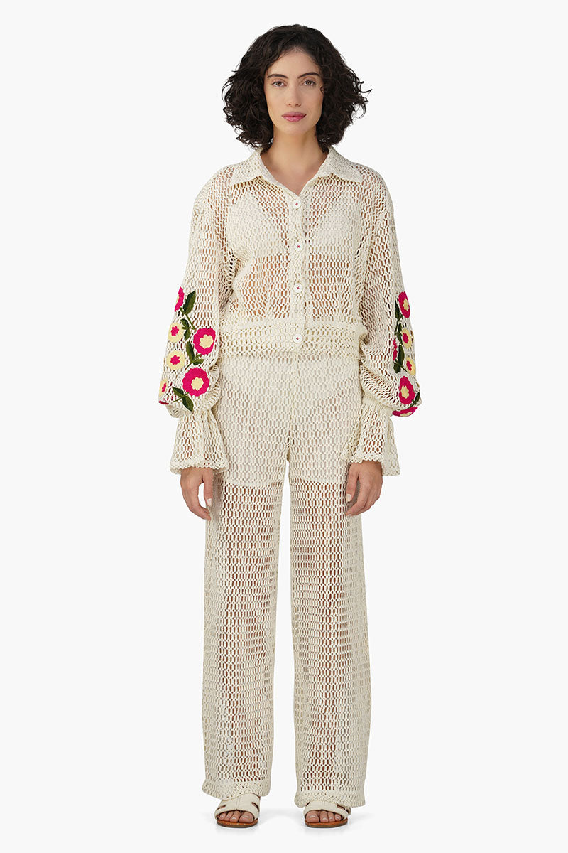 Rose Yard Crochet Crop Baggy Shirt