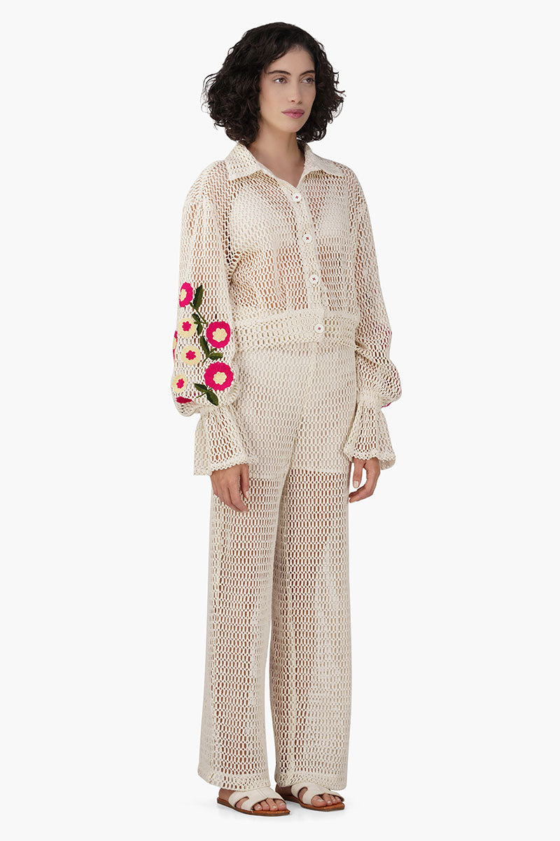 Rose Yard Crochet Crop Baggy Shirt