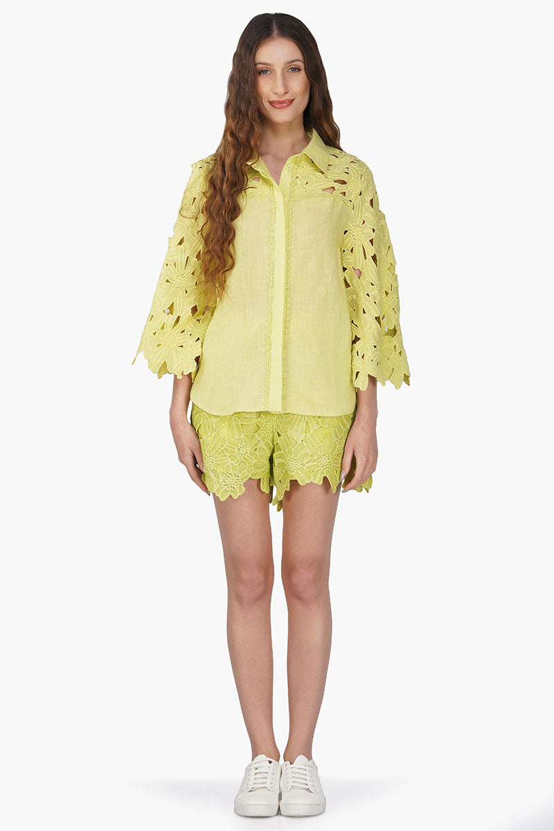 Fall For Neon Floral Lace Shirt