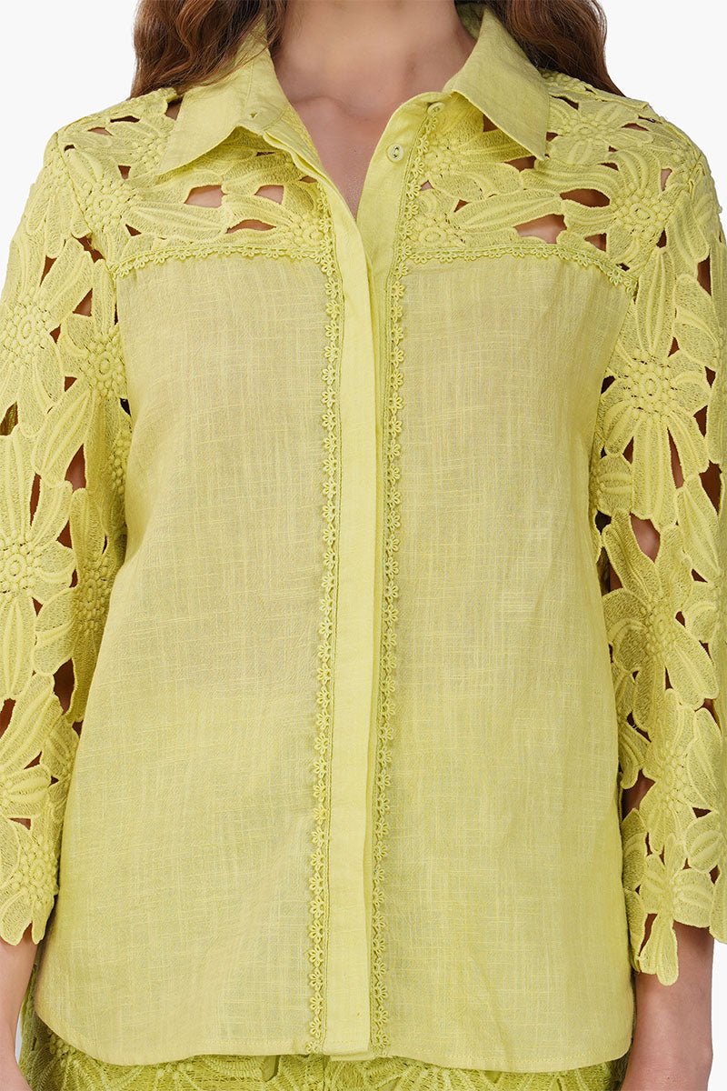 Fall For Neon Floral Lace Shirt