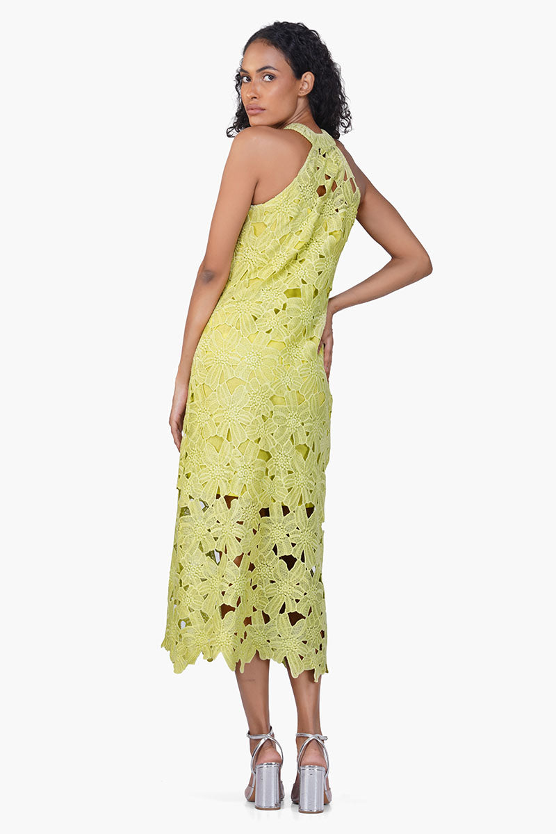 Fall For Neon Crosage Floral Halter Dress