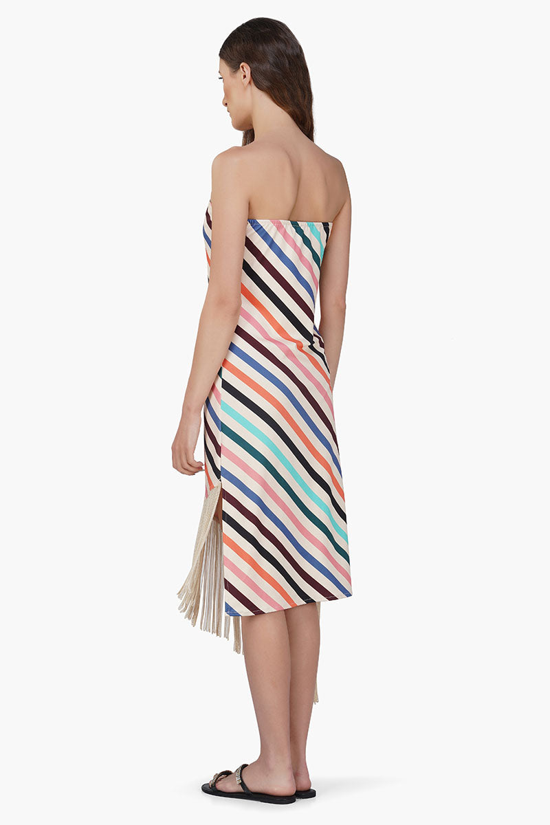 Stripe Staple Fringes Body Cone Dress