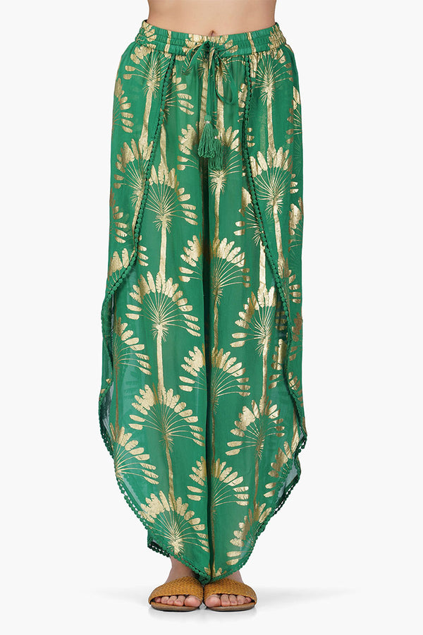 Pine Green Palm Wrap Pants