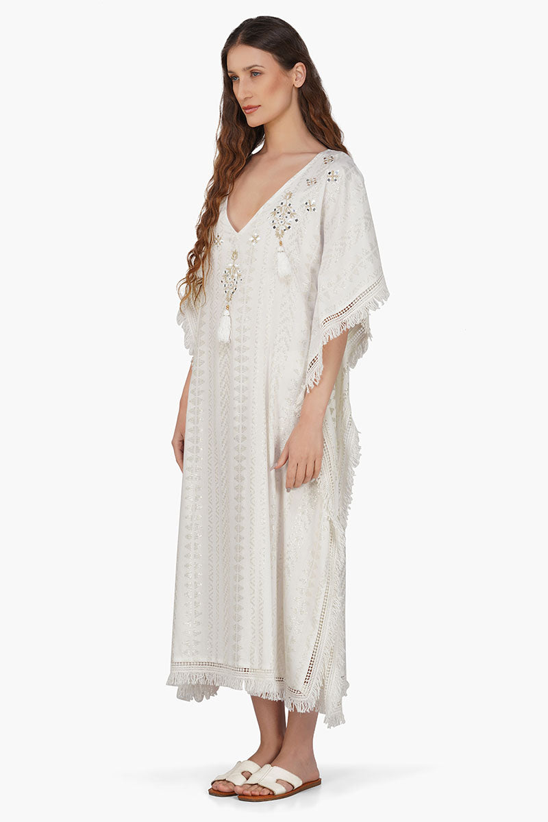 Golden Pearl Lurex Tassel Kaftan