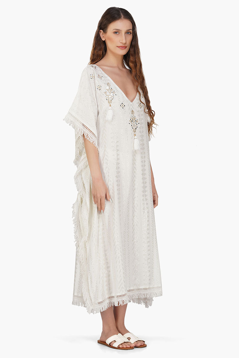 Golden Pearl Lurex Tassel Kaftan