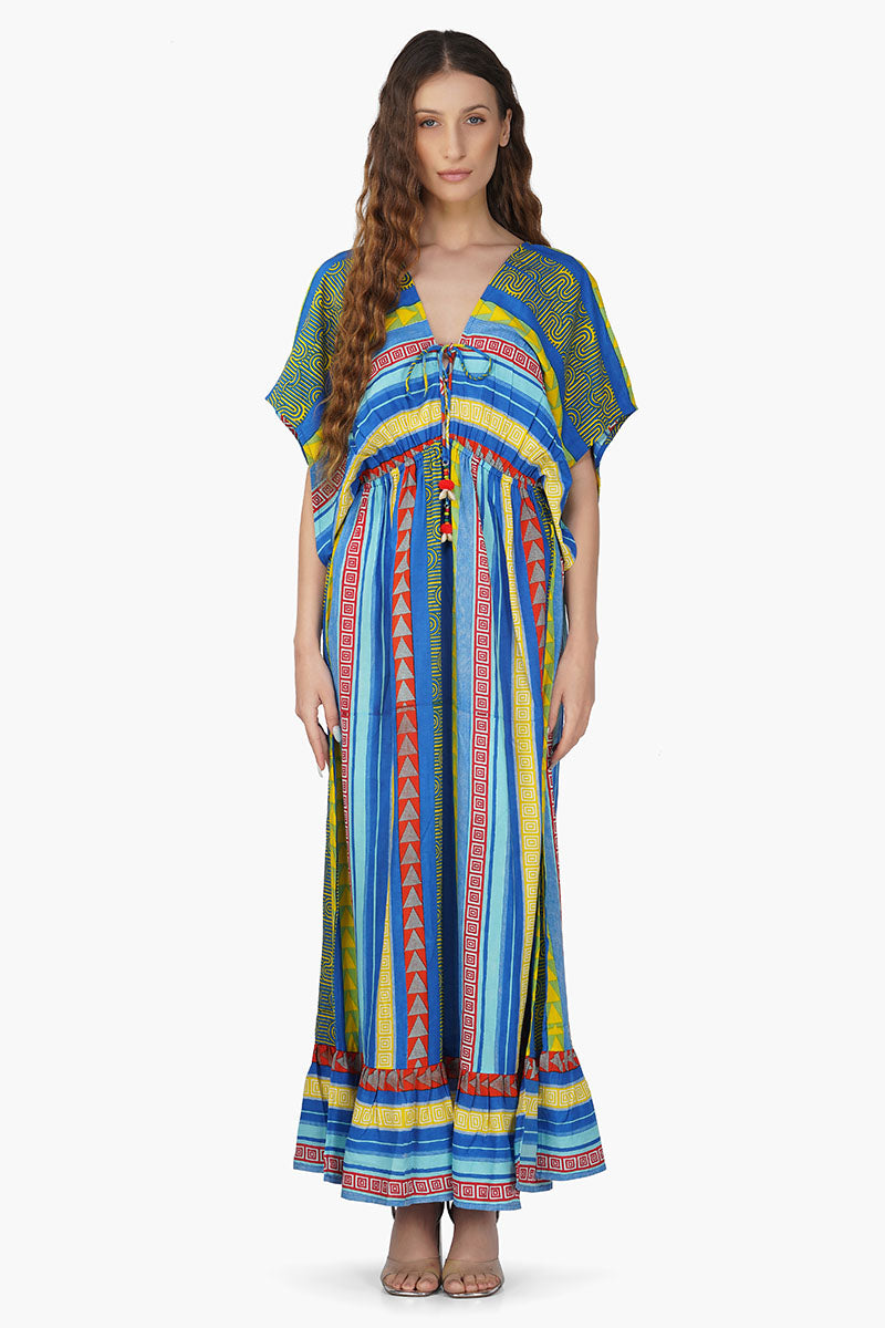 Neel Aztec Stripe Printed Maxi Dress L Neel Aztec Stripe Printed Maxi Dress L