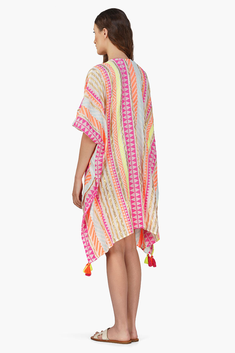 Fluorescent Striped Cover Up