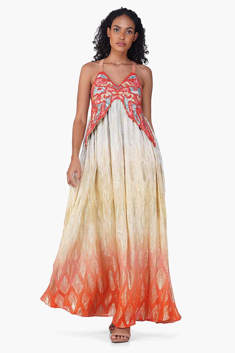 Magnolia Lurex Hand-Beaded Maxi Dress - L Magnolia Lurex Hand-Beaded Maxi Dress - L