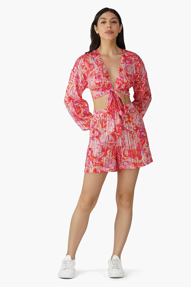 Sweet Pea Wine Printed Shorts