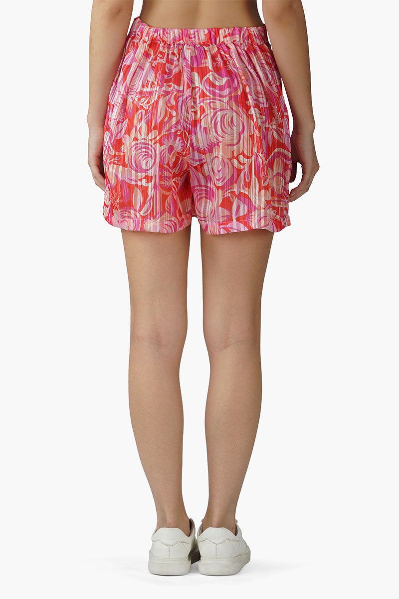 Sweet Pea Wine Printed Shorts