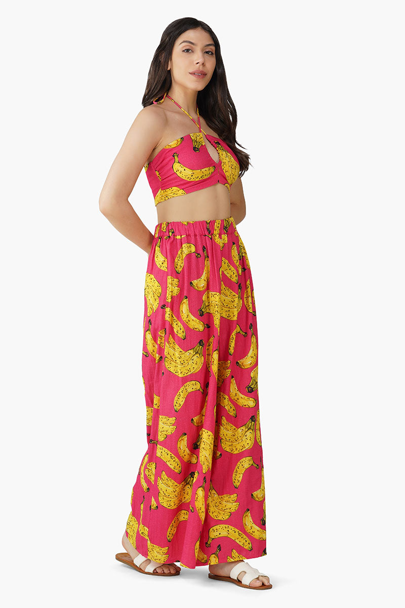 Just Bananas Pink Halter Top