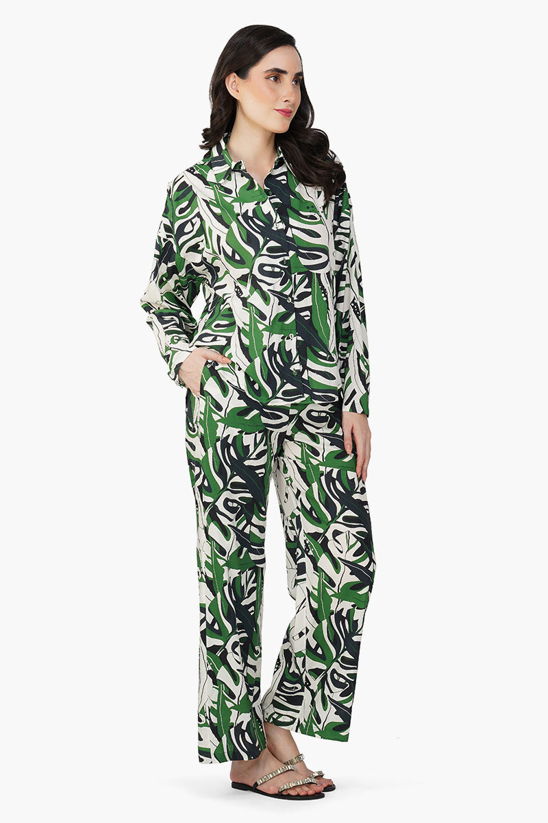Green Birch Tropical Printed Shirt
