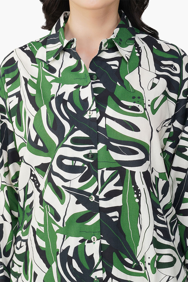 Green Birch Tropical Printed Shirt