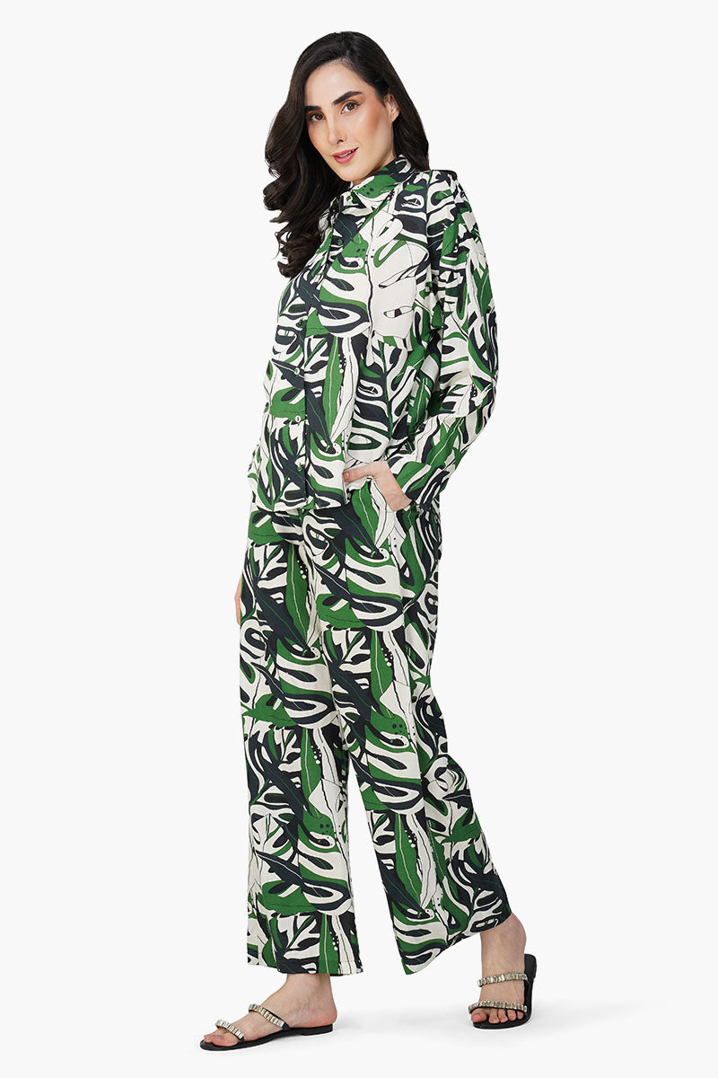 Green Birch Tropical Printed Shirt