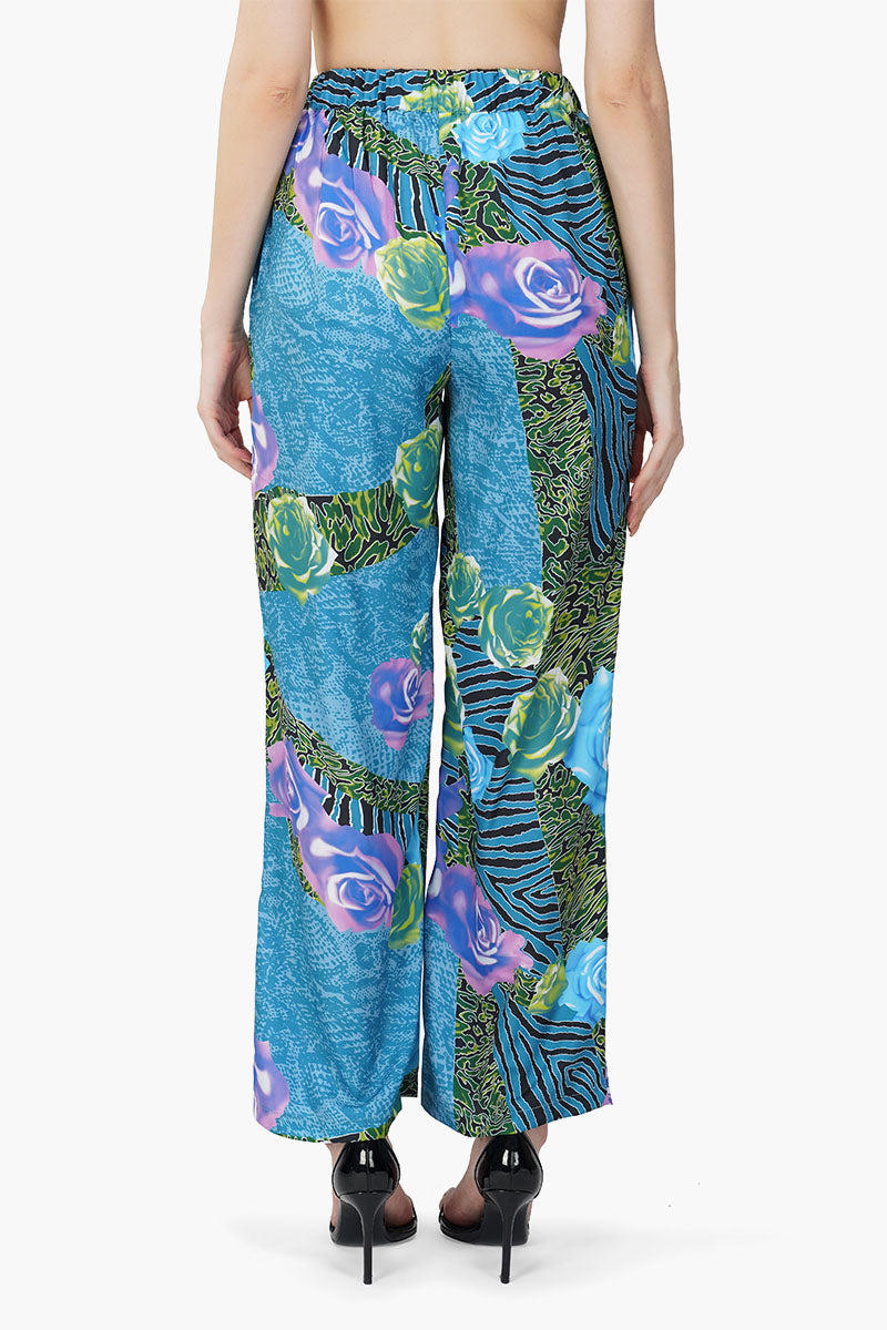 Blue Carribean Floral Printed Pant